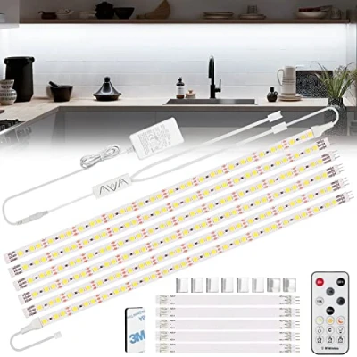 Image of Enteenly Under Cabinet Strip Lights Kit 9.8ft/3m, 12V UK Plug White Dimmable LED with Remote, Flexible Lighting Strips for Kitchen, Shelf, Cupboard, TV, Desk, in Cold 6500K
