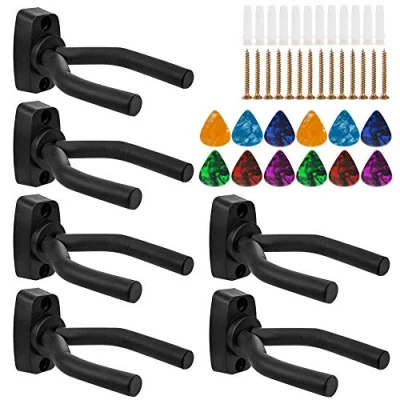 Image of Sgizoku Guitar Wall Mount,Guitar Hanger for Wall,Guitar Stand Keep Hook Holder Mount Display Tioamy Rack Bracket Most Bass Accessories (6 Black)