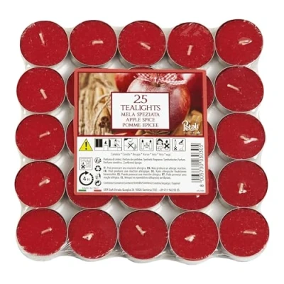 Image of Price&#039;s Petali Brand Scented Tealights 25 Pack 4 Hour Burn Time Available in Multiple Scents (Apple Spice)