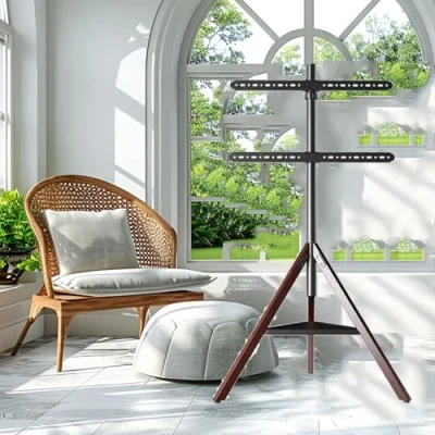 Image of Portable TV Floor Stand LCD Frame Stand, Tripod for 32 75 Inch Flat/Curved Screens, with Shelf, Adjustable Height Swivel, up to 50kgs
