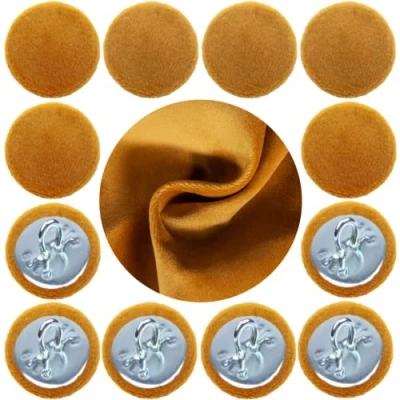 Image of Plush Velvet Covered Hoop Back Buttons Upholstery Fabric for Headboards Sofas 30L/18 mm (Gold, 10 Buttons)