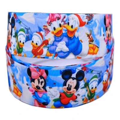 Image of Mickey,Minnie Mouse &amp; Donald Duck 2M X 22mm Wide Christmas Cake Ribbon Gift Wrap Decoration Decorating Ideas for Present Bows Toppers or Wrapping Bags Box Balloon String Cards Art Craft