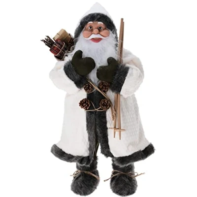Image of Christmas Santa Standing Xmas Tree Decoration Festive Decor Figurine Ornament (Cream, Large)