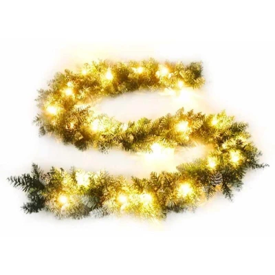 Image of vidaXL Christmas Garland with LED Lights Green 5.2 m PVC