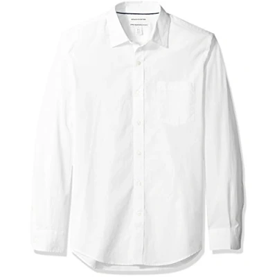 Image of Amazon Essentials Men&#039;s Slim Fit Long Sleeve Poplin Shirt, White, L