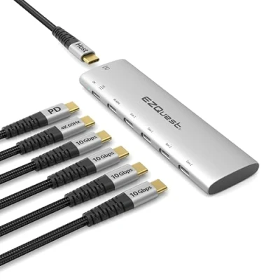 Image of USB C Slim Gen 2 Hub Adapter 6 in 1 4K/60Hz Video, 4 10Gbps, and Power Delivery 3.0