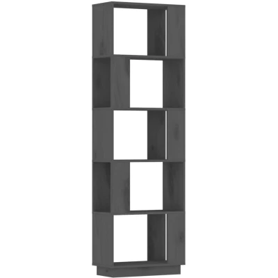 Image of vidaXL Book Cabinet/Room Divider Grey 51x25x163.5 cm Solid Wood Pine