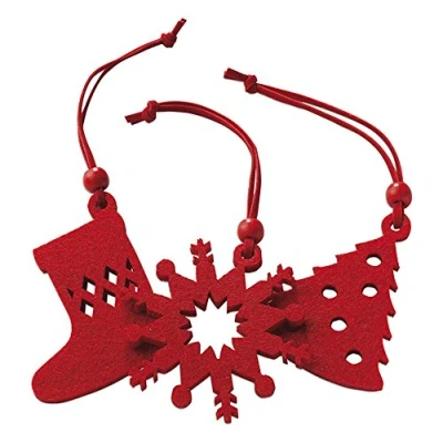 Image of eBuyGB Christmas Tree Hanging Decorations Set, Felt, Red