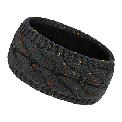 Image of Women Ear Warmer Headband Fleece Lined Winter Warm Knitted Thick Hairband Thermal Headbands Elastic Hair Wrap (A Dark Grey)