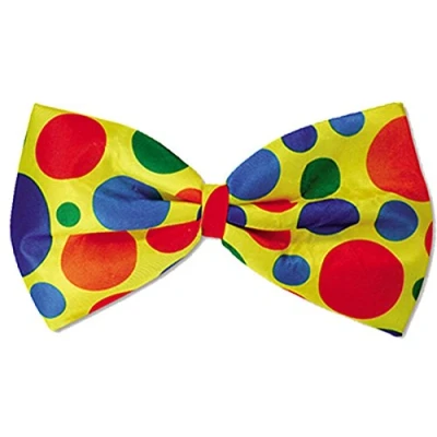 Image of GCC Fashion Store Mens Women Adults Clown Kipper Bow Tie Large Multicolour Polka Dot Fancy Dress Accessory Multicoloured