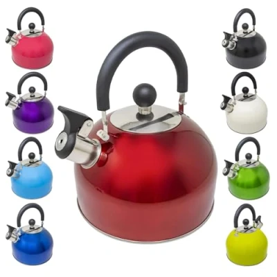 Image of 2.5l Stainless Steel Lightweight Whistling Kettle Camping Fast Boil Fishing New Hiking Phenolic Handle Non Drip Spout 2.5 Litres Capacity