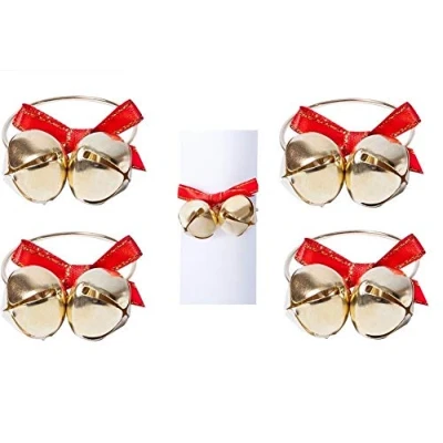Image of 4 x Gold Bell Napkin Rings