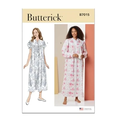 Image of BUTTERICK Sewing Pattern B7015A Misses&#039; Nightgown with Sleeve and Length Variations A (XS S M L XL XXL)