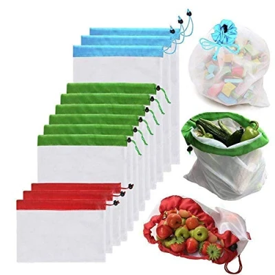 Image of LDFV 12 PCS Reusable Mesh Produce Bags,Washable Eco Friendly Bags Fruit and Veg for Grocery Shopping Storage Vegetable 3 Various Sizes(12x8In,12x13In,12x16In)