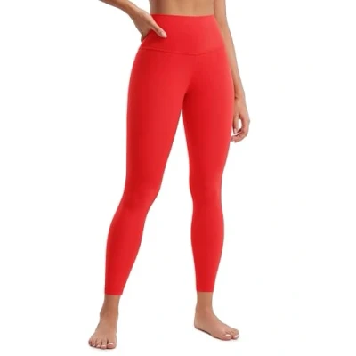 Image of CRZ Yoga Women&#039;s Butterluxe Leggings 25&#039;&#039; High Waisted Workout Gym Buttery Soft Pants Deep Red 14