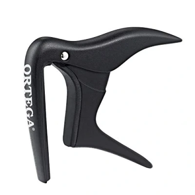 Image of Ortega Guitars OCAPO SBK One Touch Adjustable Capo for Classical Flat Fret boards up to 52mm Nut Widths, Satin Black
