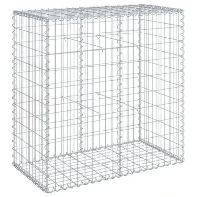 Image of vidaXL Gabion Basket with Cover 100x50x100 cm Galvanised Iron High Load Capacity Outdoor Garden Decor Tool Free Assembly