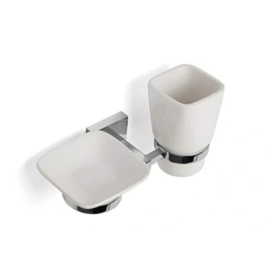 Image of Croydex Flexi Fix Everson Easy to Fit Soap Dish and Tumbler