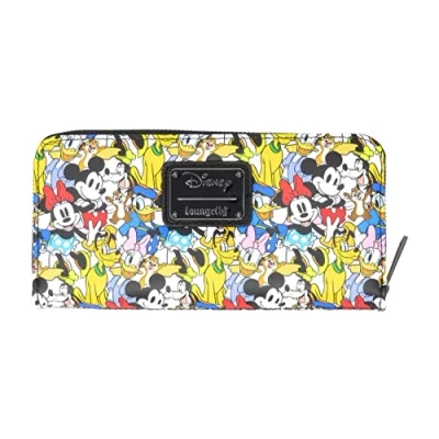 Image of Loungefly Disney Mickey Mouse and Friends Allover Print Zip Around Wallet