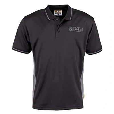 Image of JCB Workwear Men&#039;s Polos Polo Shirt Performance Shirt, D+IB Black/Grey, Size X Large