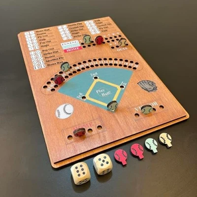 Image of Baseball Dice Board Game,Fun Game with Dice,Wooden Games for Family,Party and Holiday Gatherings,Baseball Premium Version