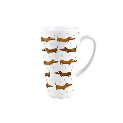 Image of Purely Home Dachshund Print Novelty Tall Latte Mug Ceramic White Tea/Coffee Present Gift