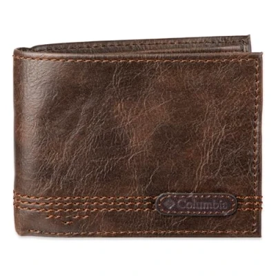 Image of Columbia Men&#039;s 100% RFID Blocking Slimfold Wallet Bi Fold, Brown Logo, One Size