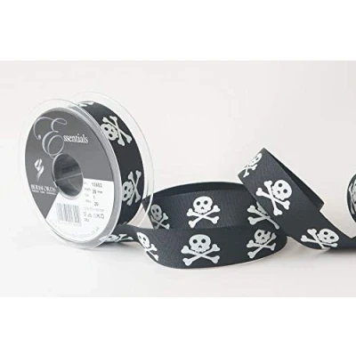 Image of Berisfords Ribbon, Polyester, Black/White, 25mm