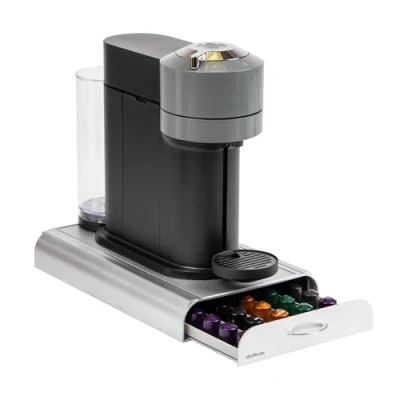 Image of Mind Reader NESTRY6PC SIL Nespresso Compatible Capsule Drawer, Countertop Coffee Pod Holder, Storage, 9.25&quot; L x 15&quot; W 2&quot; H, Silver Plastic