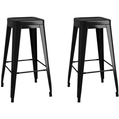 Image of vidaXL Bar Stools Stackable 2 pcs Black Metal