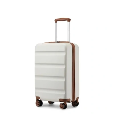 Image of Kono Small 20 Inch Suitcase Hard Shell TSA Lock Lightweight Design with 4 Dual Spinner Wheels Ideal for Travel, Business &amp; School (Cream White,55x35x22cm)