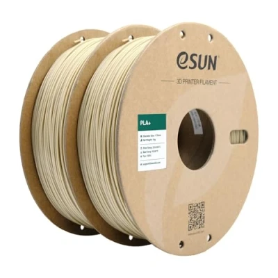 Image of eSUN PLA+ Filament 1.75mm, Enhanced Toughness 3D Printer PLA Plus, Dimensional Accuracy +/ 0.03mm, 1KG per Spool, 2 Spools Printing Filament, Bone White and