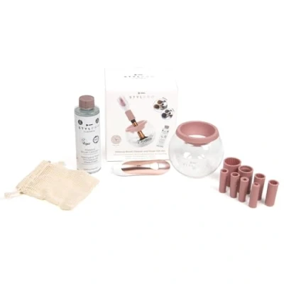 Image of StylPro Gift Set Kit: Electric Makeup Brush Cleaner and Dryer Machine with 8 Collars, Cleanser Fast, Automatic Spinning Heat Resistant Bowl (ROSE GOLD)