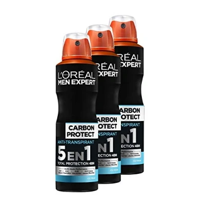 Image of L&#039;Oréal Men Expert Carbon Protect Ice Fresh 5 in 1 Men&#039;s Spray Pack of 3