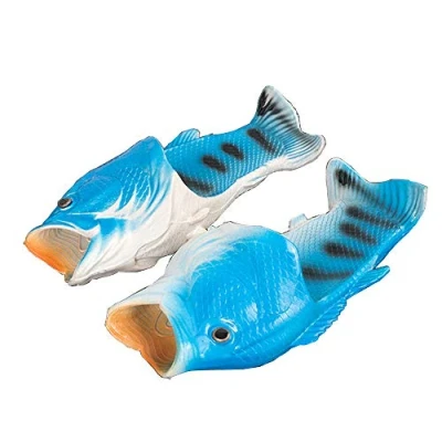 Image of Asifn Fish Slippers Summer Beach Women Shoes Men Soft Creative Shower Non Slip Unisex Funny Animal Sandals Casual Flop Pool Home Children Shoe（Blue,8/8.5 UK