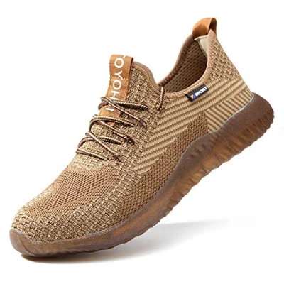 Image of Safety Shoes Men Women S3 Work Trainers Steel Toe Caps Lightweight Sport Sneakers Breathable Protective Beige