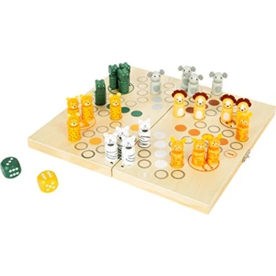 Image of small foot 11765 Ludo &quot;Safari&quot;, for six players, with steppe animals, foldable game board, ages 4+ years