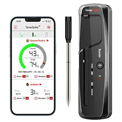 Image of ThermoPro TempSpike 150M Wireless Meat Thermometer for Grilling, Bluetooth with Temperature Alarm, Digital Cooking Oven, Grill, Kitchen, BBQ, Smoker &amp; Air Fryers, Lcd