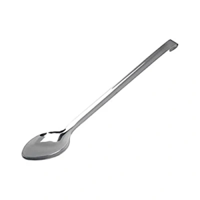 Image of Genware NEV 6340 Serving Spoon with Hook Handle, Stainless Steel, 350 mL