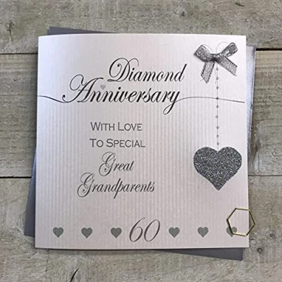 Image of WHITE COTTON CARDS 60th Anniversary Handmade Card Great Grandparents Diamond