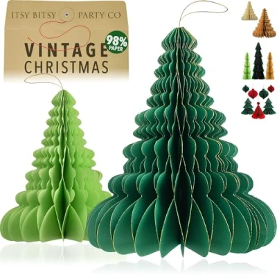 Image of Premium Reusable Christmas Decorations Table Decorations/Xmas Home Decor Paper Indoor Hanging (Xmas Trees (green))