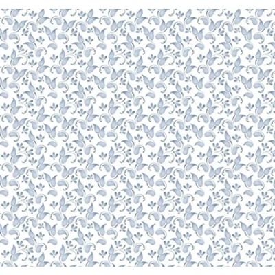 Image of Melody Jane Dolls House White &amp; Blue Floral Flower Pattern Miniature Print Wallpaper 1:12