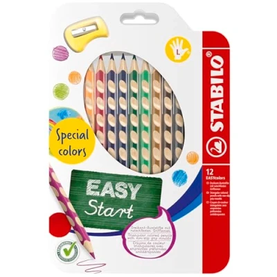 Image of Ergonomic Colouring Pencil STABILO EASYcolors Left Handed Pack of 12 Special Colours with Sharpener