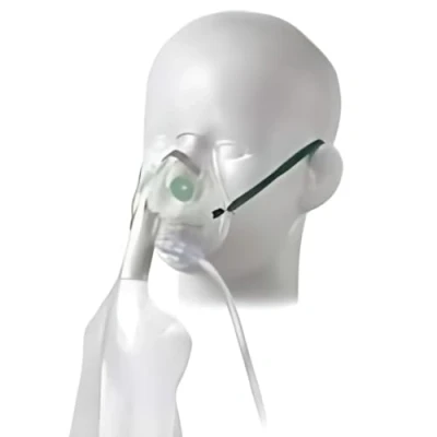 Image of Paediatric/Child High Concentration Oxygen mask with Tube 2.1m rebreathing Transparent PVC Construction ensures Patient Comfort Adjustable Nose Clip