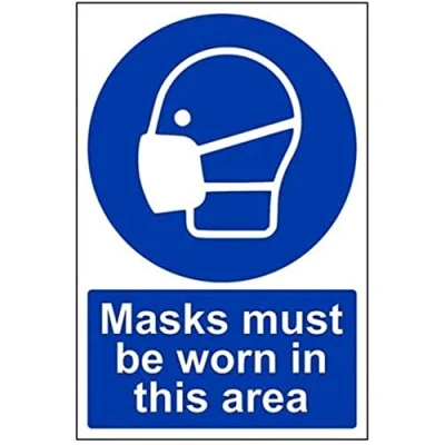 Image of V Safety 41064AU S Marks Must Be Worn In This Area PPE Sign Portrait 200mm x 300mm Self Adhesive Vinyl, Blue