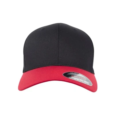 Image of Flexfit Wooly Combed 2TONE Cap, Size: S/M, Black/red