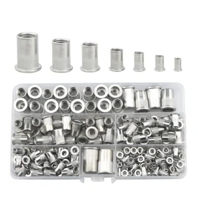 Image of 192 Pcs Rivet Nuts Kit,Threaded Insert Nut Riveter Set,Steel Rivnuts,Blind Assortment For Metal, Wood,Aluminium(M3/M4/M5/M6/M8/M10/M12) (Silver)
