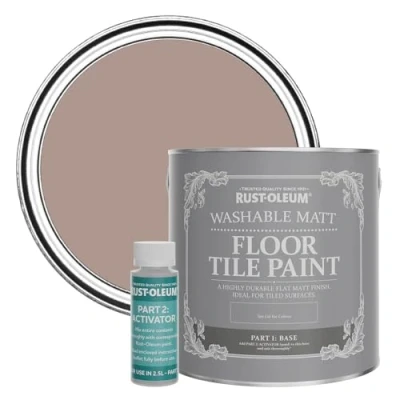 Image of Rust Oleum Pink Washable Matt Floor Tile Paint, Finish Haversham 2.5L