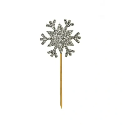Image of Anniversary House Glitter Snowflake Cupcake Toppers Silver