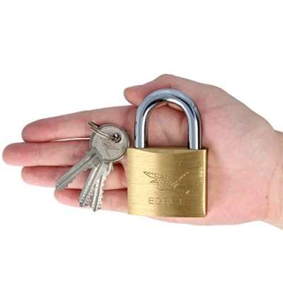 Image of 50mm Large Solid Brass Padlock with Hardened Steel Shackle &amp; 3 Keys Security Lock Out or Indoor Door Shed Gate